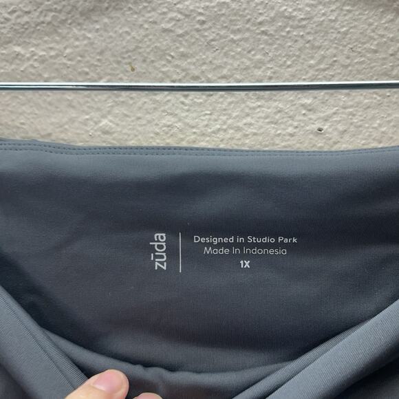 Zuda Skirted Leggings Gray Womens Crop Size 1X Athletic Gym Modest Workout - Picture 5 of 7